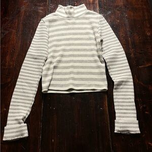 Aerie Striped Long Sleeve Turtleneck Top